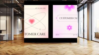 Aesthetic gradient post in y2k style. Minimalist templates with blur for social media. Collection of vector banners for the beauty industry or sale. Wall mural