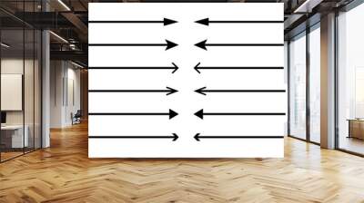 Long thin straight arrows. A set of one and two-way directional signs for navigation. Collection of isolated vector elements on a white background in flat style. Wall mural