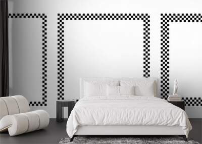 Square checker frames. Racing chess borders. Design for text for start, finish or winner. Pack of isolated elements on a white background. Wall mural