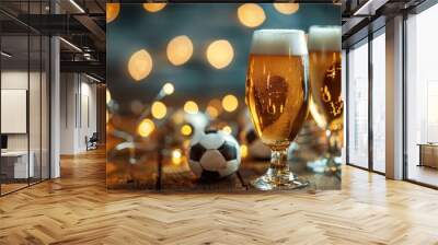 A beer glass garland with a football theme Wall mural