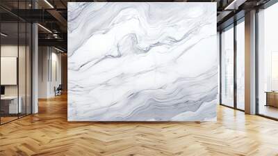 A detailed closeup of the white marble texture reveals intricate patterns resembling a frozen landscape with grey veins that look like twigs and rocks Wall mural