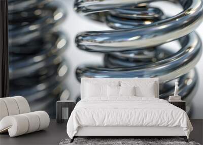 A detailed image featuring two metal springs ideal for design Wall mural