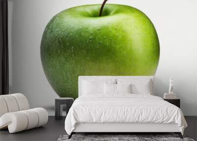 a green juicy apple with a deep depth of field and a clipping trail, isolated on white. Generative AI Wall mural