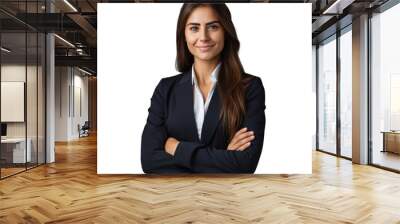 A happy professional woman posing confidently with arms crossed alone on a transparent background Wall mural