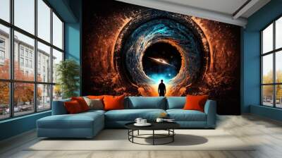 A very unreal situation. Upset or agitated individual. Fictional. Philosophical. Enlightenment. You poor, solitary human. Expressions of originality and creativity. Unreal. Symbol of the thought. Two Wall mural