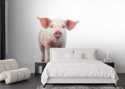 A white background showcasing a 3 dimensional depiction of a pig in motion Wall mural