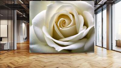 A white rose is framed in white. Generative AI Wall mural