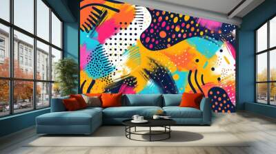 Abstract art pattern with colorful shapes on a bright backdrop Wall mural