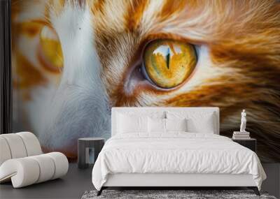 Aging Cat Photograph with Orange White Fur and Yellow Eyes Wall mural