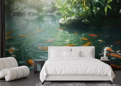 An image of serene nature with water and beautiful fish Wall mural