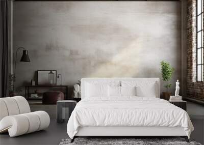 an industrial style loft interior with a blank wall mockup. Wall mural