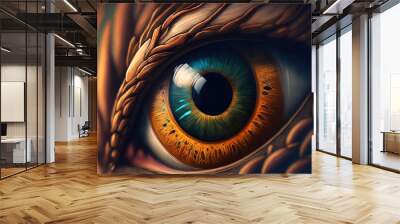 animal eye in close up. Generative AI Wall mural