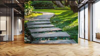 Antique Concrete Path in Garden Leading to Success Idea Wall mural