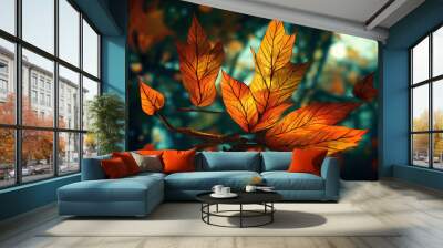 autumn leaves 9. High quality 3d illustration Wall mural