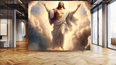 Background information about the ascension day of the son of God. Generative AI Wall mural