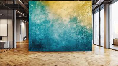 Background with grainy texture in turquoise and yellow gradient Wall mural