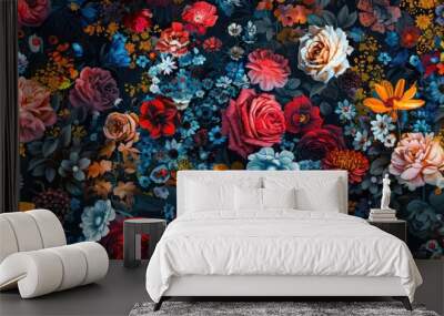 Beautifully colored digital floral textile design Wall mural