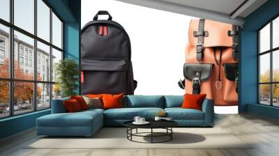 Black backpacks on a transparent background alone Wall mural