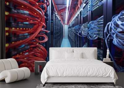 Cable organizers for data centers that are vertical. Wall mural