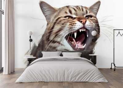 cat roaring with its mouth wide open Wall mural