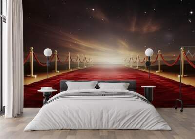 Celebrity receives grand entrance on red carpet With copyspace for text Wall mural