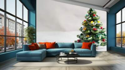 Ceramic Christmas tree against white backdrop Wall mural