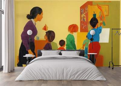 Child, Family, and School Social Workers ,Painting style V2 High quality 2d illustration Wall mural