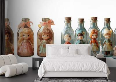 Christmas and New Year s Day gifts dolls in glass and ceramic bottles transparent background Wall mural