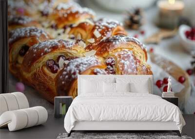 Christmas currant bread topped with almond paste and sugar Wall mural