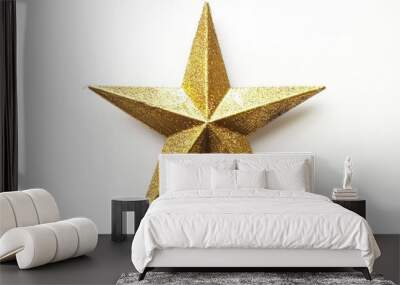 Christmas gold star on white background Wall mural