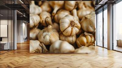 Close up of garlic heads on table Wall mural