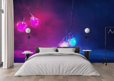 Colorful lights glowing against a soft gray background, perfect for festive and modern decor Wall mural