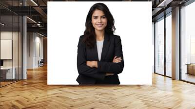 Confident businesswoman posing arms folded smiling Young Latin woman in formal suit beautiful standing for camera Corporate portrait concept Wall mural