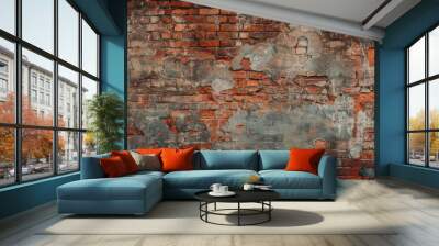 Distressed Red Brick Wall Texture with Copy Space Wall mural