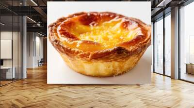 Egg custard tart on white background Portuguese pastries homemade desserts Wall mural