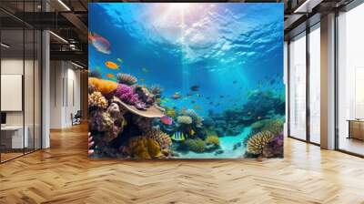 Explore the captivating marine haven of the Great Barrier Reef, where underwater photographers and ocean lovers delight in vibrant sea life. Wall mural