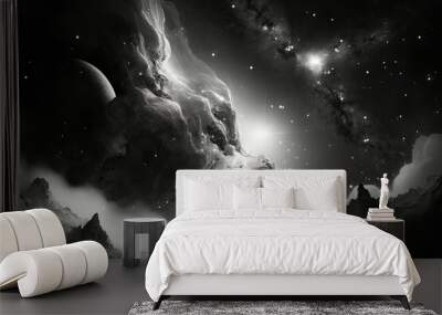 Fantastical extraterrestrial starscape with a galaxy in the backdrop. Space Agency for providing some of the elements in this picture. Generative AI Wall mural