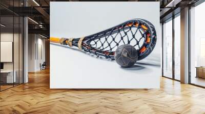 Floorball stick and ball game with a white background Wall mural