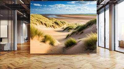 Formby Beach and Sand Dunes on the Northwest Coast of England, Near Liverpool. Generative AI Wall mural