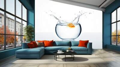 goldfish jumping out of its bowl. Generative AI Wall mural