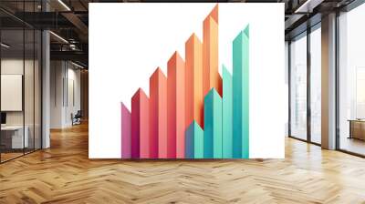 Graphic with rising arrow representing progress and creative achievement in business transparent background Wall mural