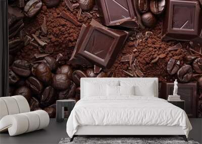 Grated Chocolate And Coffee Beans Wall mural