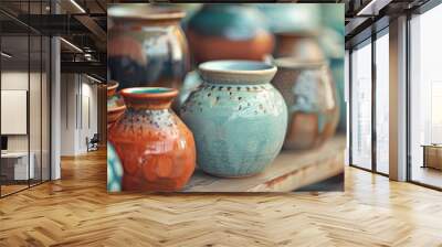 Handmade ceramic with blurred background and space for text Wall mural