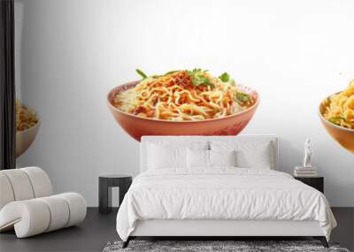 Instant spicy noodles isolated on transparent background Wall mural