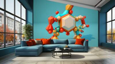 Insulin, a molecule of the hormone in humans. Type 2 diabetes medication. Generative AI Wall mural