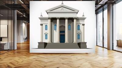 Jewish temple set The structure in front The stone building Hanukkah building graphic for use in creating synagogues for the Jewish faith. Generative AI Wall mural