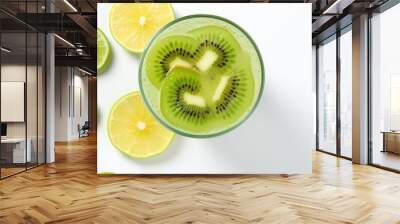 Kiwi fruit juice in a glass from a top view With copyspace for text Wall mural