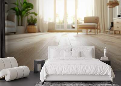 Light-colored wooden flooring for the interior of a home. Wall mural