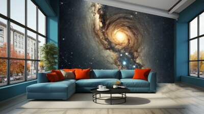 Low light and long exposure photography of the infinite deep space cosmos. Grainy texture and soft focus background. Night sky Milky way with full Moon and universe constellation s in the background Wall mural