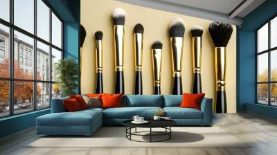 Makeup brush sets for various eyeshadow looks Wall mural